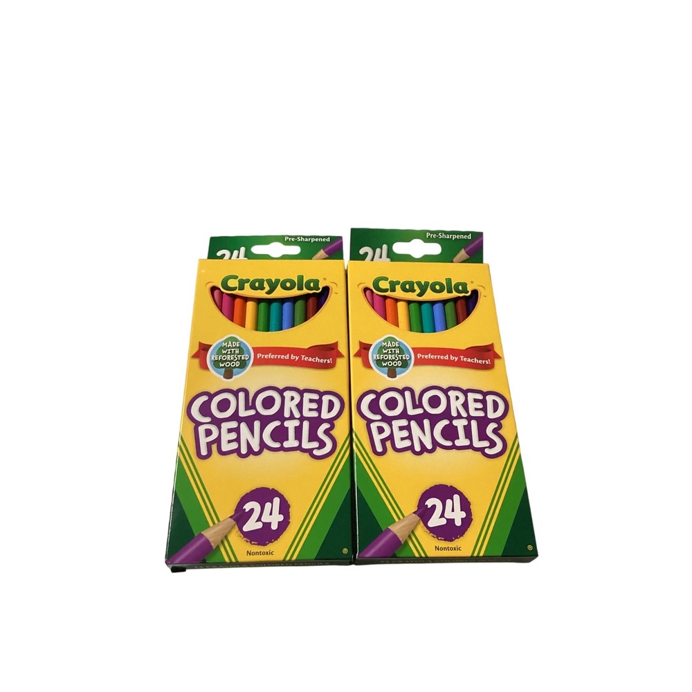 Crayola Colored Pencils 24 Count Pre-Sharpened Lot of 2 Packs Nontoxic Schoo Art